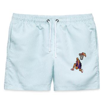 VINSANITY Dunk-Wettbewerb 2000 Streetwear - Männer Badeshorts - hellblau gestreift - Vorne - AI Model Male 178 light (178cm)
