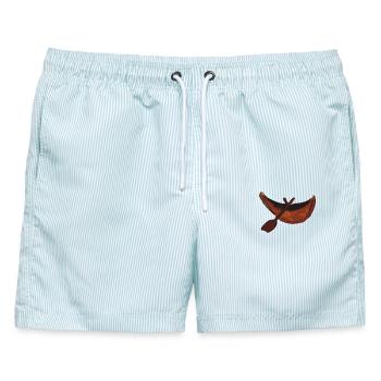 Kanu - Männer Badeshorts - hellblau gestreift - Vorne - AI Model Male 178 light (178cm)