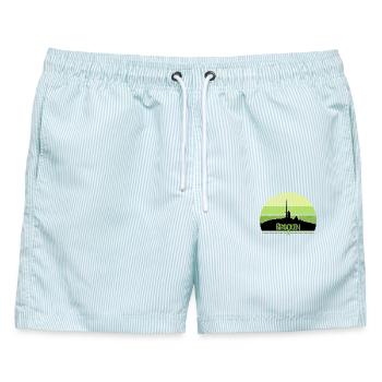 Harz Style - Brocken - Wir lieben den Harz - Männer Badeshorts - hellblau gestreift - Vorne - AI Model Male 178 light (178cm)