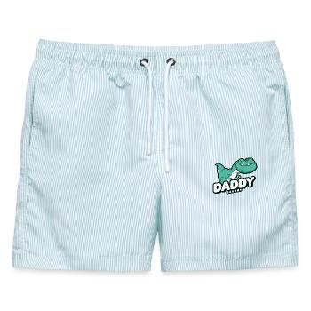 Dinosaurier Papa Vater Vaterschaft - Männer Badeshorts - hellblau gestreift - Vorne - AI Model Male 178 light (178cm)