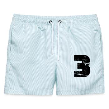 3 - Männer Badeshorts - hellblau gestreift - Vorne - AI Model Male 178 light (178cm)