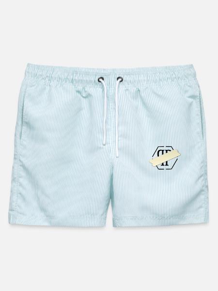 Für das Original hat es nicht gereicht (PP) - Männer Badeshorts - hellblau gestreift