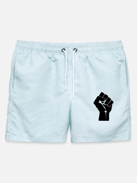 The raised fist - Männer Badeshorts - hellblau gestreift