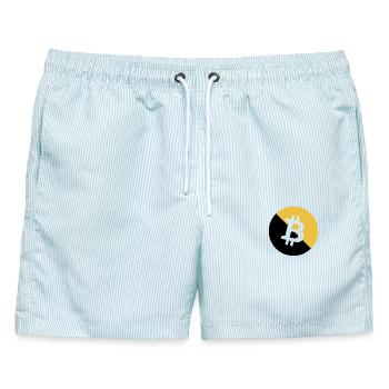 Bitcoin Golden Glitter - Männer Badeshorts - hellblau gestreift - Vorne - AI Model Male 178 light (178cm)