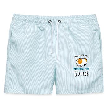 Meerschweinchen - Männer Badeshorts - hellblau gestreift - Vorne - AI Model Male 178 light (178cm)