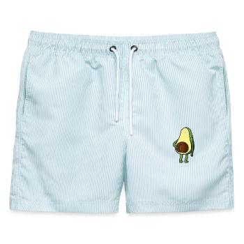 Avocado Po für Avocado Liebhaber - Männer Badeshorts - hellblau gestreift - Vorne - AI Model Male 178 light (178cm)