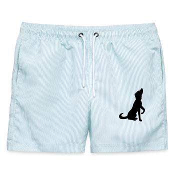 Hund Hund - Männer Badeshorts - hellblau gestreift - Vorne - AI Model Male 178 light (178cm)