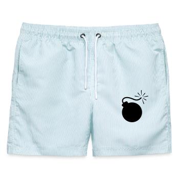 Brennende Bombe mit langem Sicherungslogo - Männer Badeshorts - hellblau gestreift - Vorne - AI Model Male 178 light (178cm)
