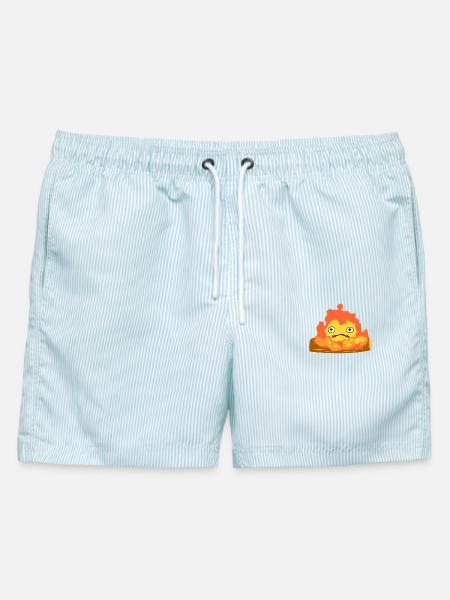 Calcifer - Männer Badeshorts - hellblau gestreift