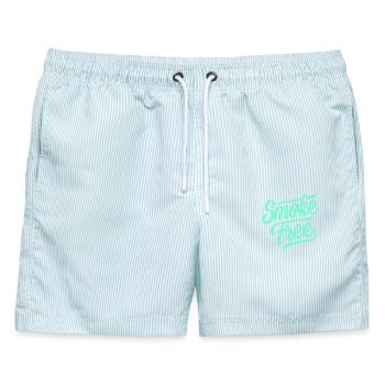 Smoke free - Rauchfrei - Nichtraucher - Ohne Tabak - Männer Badeshorts - hellblau gestreift - Vorne - AI Model Male 178 light (178cm)