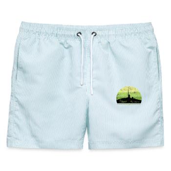 Harz Style - Harz Mountains - Wir lieben den Harz - Männer Badeshorts - hellblau gestreift - Vorne - AI Model Male 178 light (178cm)