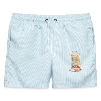 Ratfoodz' Gat-o-Rat (Frontprint) by RatzDesign - Männer Badeshorts - hellblau gestreift - Vorne - AI Model Male 178 light (178cm)