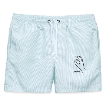 perfekt - Männer Badeshorts - hellblau gestreift - Vorne - AI Model Male 178 light (178cm)