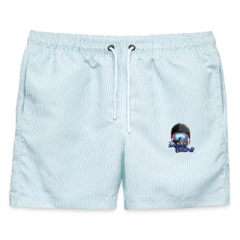 Deep Snow Snowboard Graffiti Helm - Männer Badeshorts - hellblau gestreift - Vorne - AI Model Male 178 light (178cm)