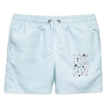 multi bull - Männer Badeshorts - hellblau gestreift - Vorne - AI Model Male 178 light (178cm)