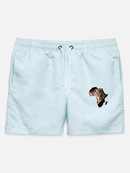 Afrika Leopard - Männer Badeshorts - hellblau gestreift