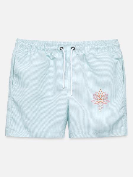 Lotus Lotusblüte Yoga - Männer Badeshorts - hellblau gestreift
