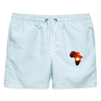 Kontinent Afrika Safari - Männer Badeshorts - hellblau gestreift - Vorne - AI Model Male 178 light (178cm)
