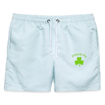 St. Patrick - Männer Badeshorts - hellblau gestreift - Vorne - AI Model Male 178 light (178cm)