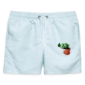 Pflanze - Männer Badeshorts - hellblau gestreift - Vorne - AI Model Male 178 light (178cm)