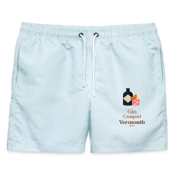 Gin - Camparai - Wermut - Männer Badeshorts - hellblau gestreift - Vorne - AI Model Male 178 light (178cm)
