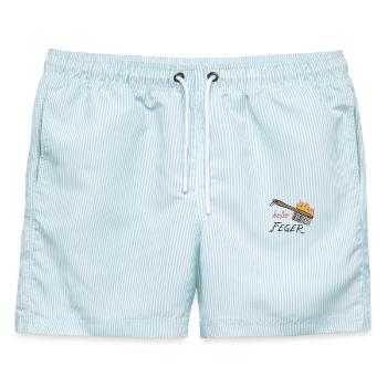 Heißer Feger - Männer Badeshorts - hellblau gestreift - Vorne - AI Model Male 178 light (178cm)