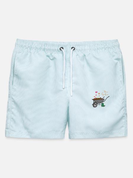 Mein Garten - Männer Badeshorts - hellblau gestreift