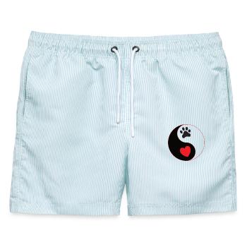 Hund - yin & yang Pfote mit Herz Hundeschule Gassi - Männer Badeshorts - hellblau gestreift - Vorne - AI Model Male 178 light (178cm)