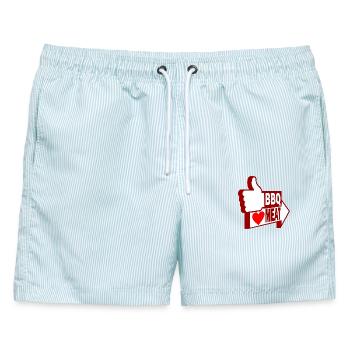 Wie BBQ, lieben Fleisch - Männer Badeshorts - hellblau gestreift - Vorne - AI Model Male 178 light (178cm)