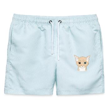Warrior Cats - Braunfuß - Männer Badeshorts - hellblau gestreift - Vorne - AI Model Male 178 light (178cm)
