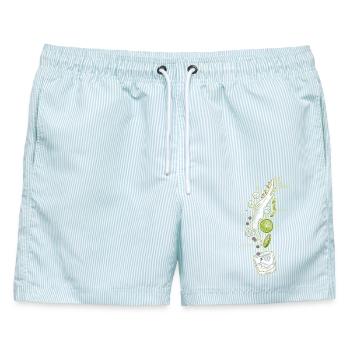Gin and Tonic - Männer Badeshorts - hellblau gestreift - Vorne - AI Model Male 178 light (178cm)