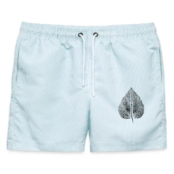 Blatt Linde ANALOG Kunstdruck - Männer Badeshorts - hellblau gestreift - Vorne - AI Model Male 178 light (178cm)