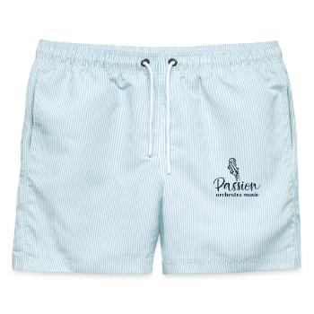 PASSION orchestra musik - Männer Badeshorts - hellblau gestreift - Vorne - AI Model Male 178 light (178cm)