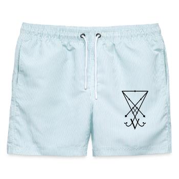 Lucifer Sigil - Männer Badeshorts - hellblau gestreift - Vorne - AI Model Male 178 light (178cm)