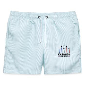 Champion Made In France, Piloten Deutsch - Männer Badeshorts - hellblau gestreift - Vorne - AI Model Male 178 light (178cm)