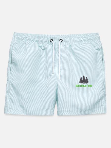 Run Forest Run - Männer Badeshorts - hellblau gestreift