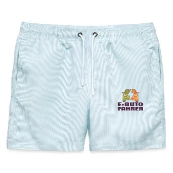 E-Auto Fahrer Elektroauto Outfit für Auto Fans - Männer Badeshorts - hellblau gestreift - Vorne - AI Model Male 178 light (178cm)