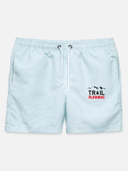 Trailrunning - Männer Badeshorts - hellblau gestreift