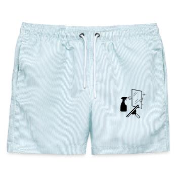 Glasurwaschfenster und Abzug und Spritze - Männer Badeshorts - hellblau gestreift - Vorne - AI Model Male 178 light (178cm)