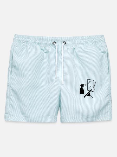 Glasurwaschfenster und Abzug und Spritze - Männer Badeshorts - hellblau gestreift