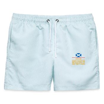 Nordküste 500 Schottland - Männer Badeshorts - hellblau gestreift - Vorne - AI Model Male 178 light (178cm)