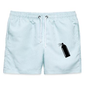 Spraydose mit Strahl für Lackierer, grafiti a - Männer Badeshorts - hellblau gestreift - Vorne - AI Model Male 178 light (178cm)