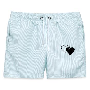 Zwei Herzen - Männer Badeshorts - hellblau gestreift - Vorne - AI Model Male 178 light (178cm)