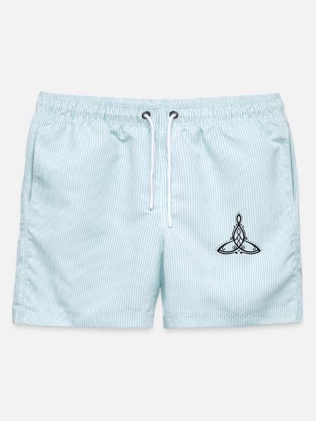 Celtic Motherhood Symbol Mutter mit drei Kindern - Männer Badeshorts - hellblau gestreift