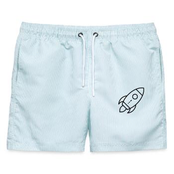 Rakete - Männer Badeshorts - hellblau gestreift - Vorne - AI Model Male 178 light (178cm)
