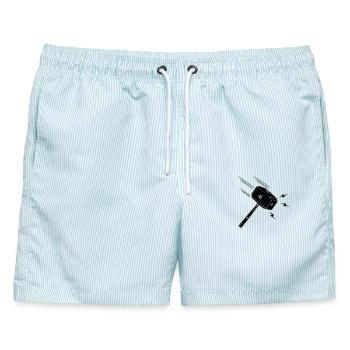 Hammer von Thor Thors Hammer Mjolnir Blitz stral - Männer Badeshorts - hellblau gestreift - Vorne - AI Model Male 178 light (178cm)