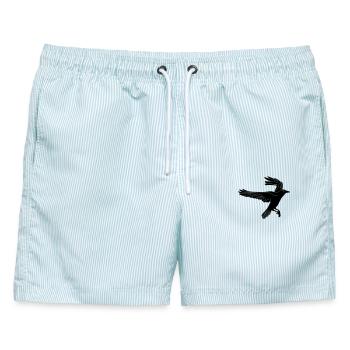 Rabe - Männer Badeshorts - hellblau gestreift - Vorne - AI Model Male 178 light (178cm)