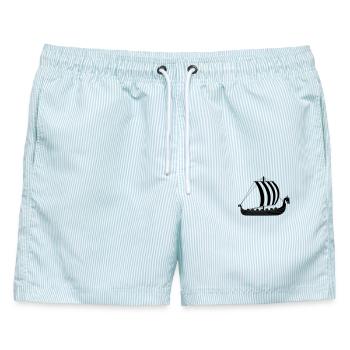 Wikinger-Drachenschiff - Männer Badeshorts - hellblau gestreift - Vorne - AI Model Male 178 light (178cm)