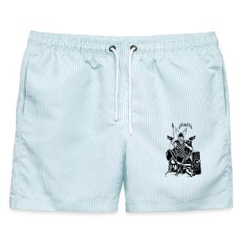 Odin auf dem Thron schwarz - Männer Badeshorts - hellblau gestreift - Vorne - AI Model Male 178 light (178cm)