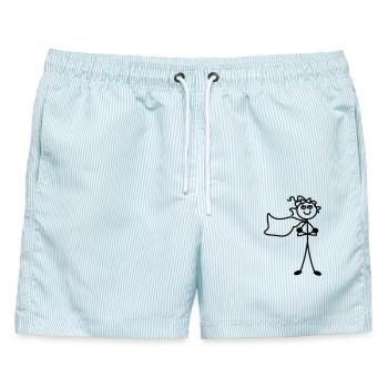 Super Mädchen mit Umhang - Männer Badeshorts - hellblau gestreift - Vorne - AI Model Male 178 light (178cm)
